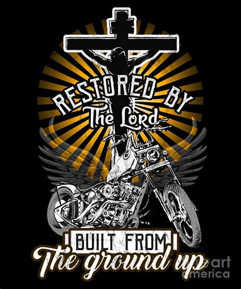 Born Again Restored By The Lord Christian Biker Design Drawing By