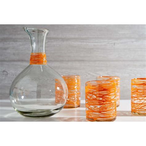 Orange Swirl Verve Culture Hand Blown Glasses Set Of 4 In 2021 Recycled Glass Bottles Hand