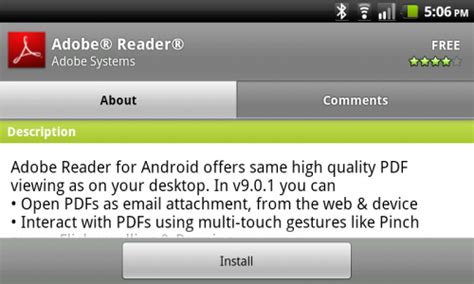 Adobe Reader Pour Android A Atteint Le Million De Téléchargements