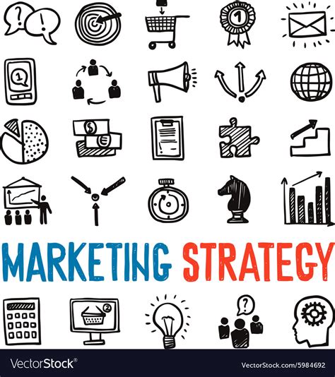 Marketing Strategy Icons Set Royalty Free Vector Image