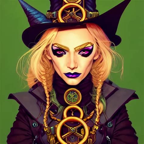 Portrait Painting Of A Blonde Badass Girl Witch Stable Diffusion