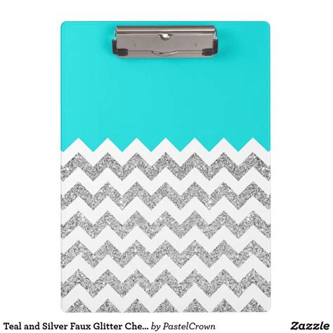 teal and silver faux glitter chevron clipboard glitter chevron clipboard glitter