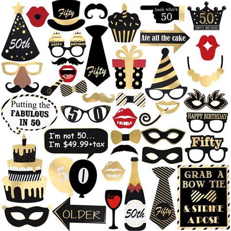 44 Styles Glitter Photo Booth Props Kit For 50th Birthday Party