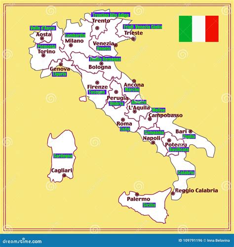 Mapa De Italia Con Regiones Italianas Stock De Ilustraci N