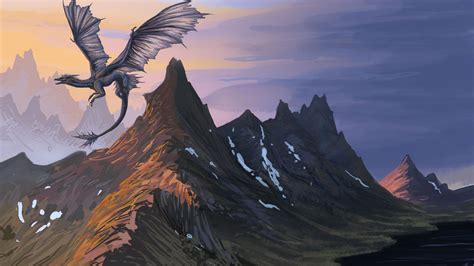 🥇 Artwork Dragons Fantasy Art Landscapes Mountains Wallpaper 95409