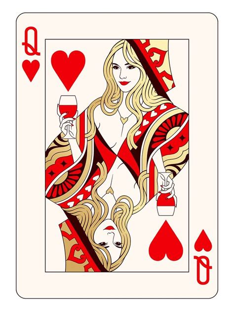 Queen Of Hearts Gold Edition In 2021 Playing Cards Art Playing