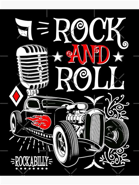 50s Rockabilly Hot Rod Rock And Roll Vintage Rocker Poster For Sale