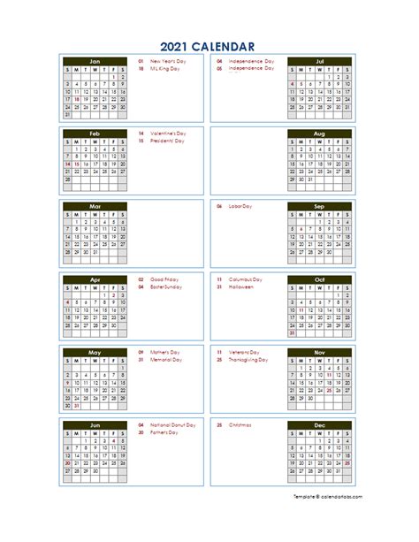 2021 Fiscal Year Julian Calendar Template Calendar Design