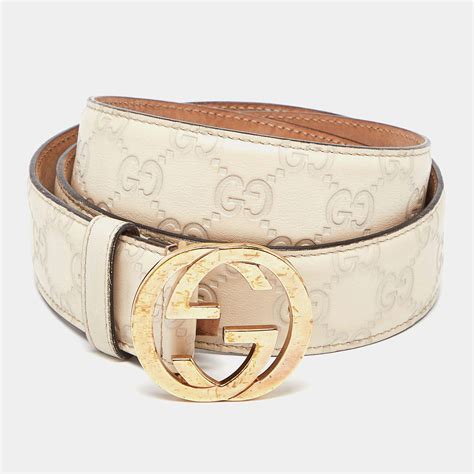 Gucci Beige Guccissima Leather Interlocking G Buckle Belt 90cm Gucci