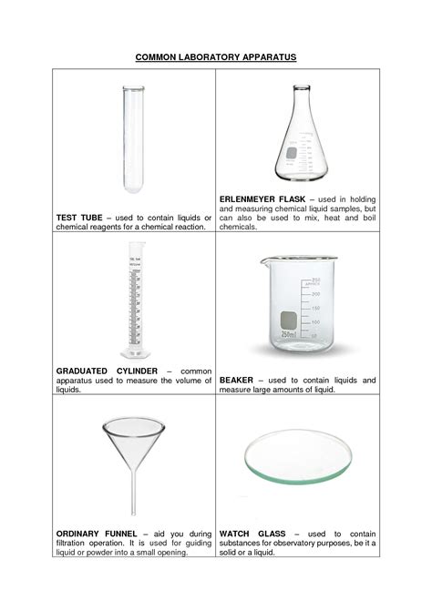 Solution Chemistry Common Laboratory Apparatus Worksheet Studypool