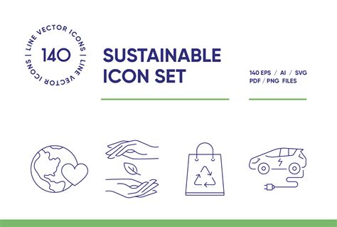 Sustainable Packaging 140 Line Icons