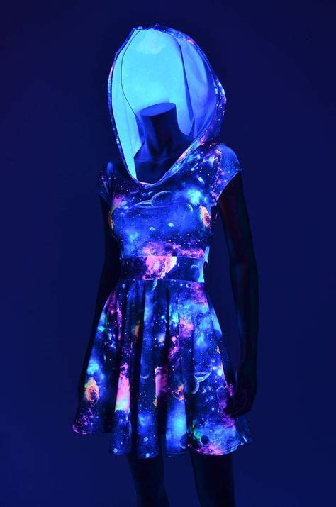 Uv Glow Galaxy Print Hoodie Cap Sleeve Fit And By Coquetryclothing
