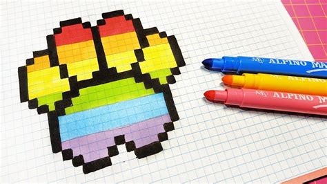 +31 idées et designs pour vous inspirer en images. Pixel Art Hecho a mano - Cómo dibujar una huella arcoiris | Dibujos en cuadricula, Dibujos ...