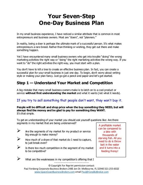 7 Step Business Plan For Those Who Are Buying Or Starting A Business
