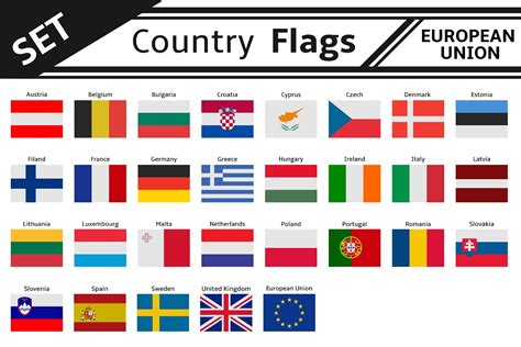 set countries flags european union | Custom-Designed Illustrations ~ Creative Market