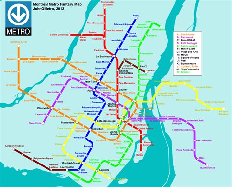 Montreal Canada Fantasy Metro Rail System Map By Johnqmetro From