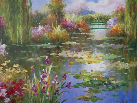 Lily Pond Lake Art Landscape Painting Handmade Oil on Canvas Wall Art ...