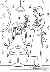 Coloring Hairdresser Printable Drawing Helpers Community sketch template