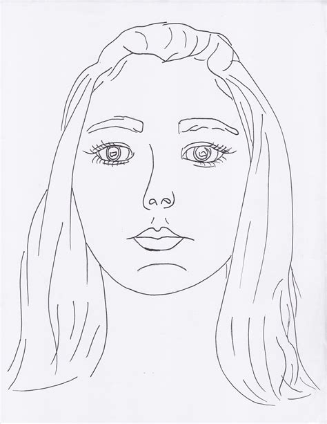Simple Self Portrait Contour Line Drawing Self Portrait Drawing