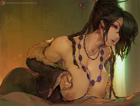 Rule 34 Bare Shoulders Black Hair Breasts Cleavage Cutesexyrobutts Female Final Fantasy Final