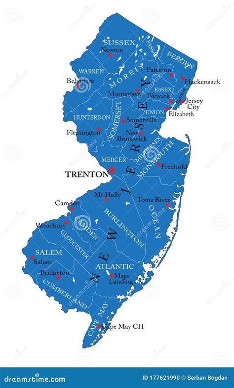 New Jersey State Political Map Vector Illustration Cartoondealer Com