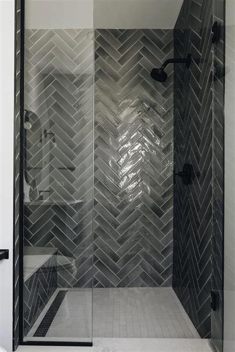 herringbone tile pattern shower