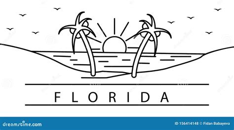 Florida City Line Icon Element Of Usa States Illustration Icons Stock