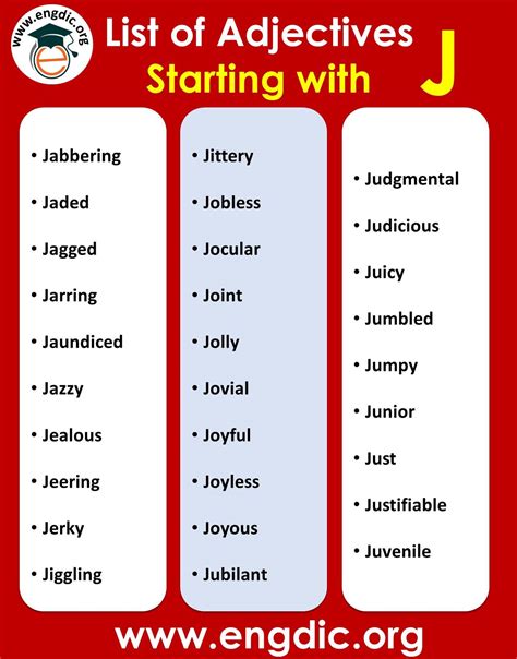 Positive Adjectives Starting With J PDF EngDic