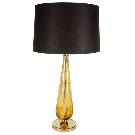 Sophisticated Mid Century Modern Murano Glass Teardrop Amber Table Lamp