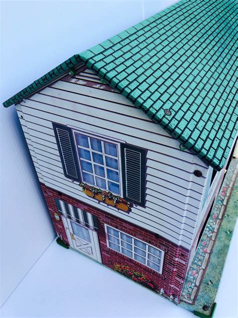 vintage tin doll house metal litho wolverine 2 story doll etsy