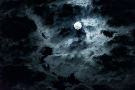 Mysterious Night Sky With Full Moon Containing Astrology Astronomy