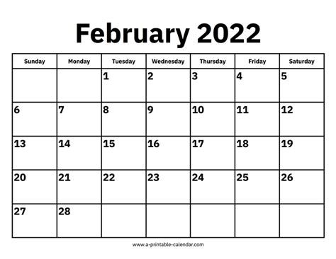 February 2022 Calendars Printable Calendar 2022
