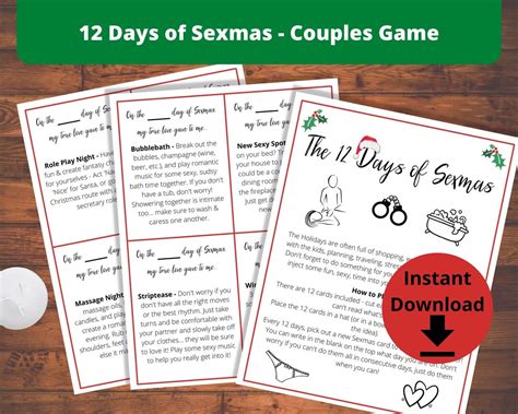 12 days of sexmas couples game christmas printable sex cards etsy
