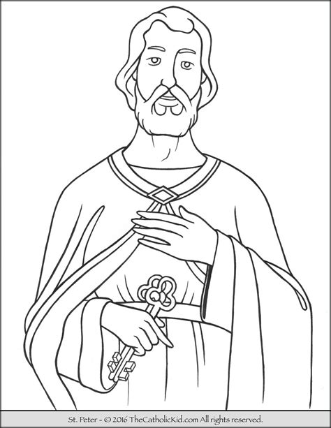 Peter freed from prison, coloring page a church building can't pray. Saint Peter Coloring Page - The Catholic Kid | Sunday ...
