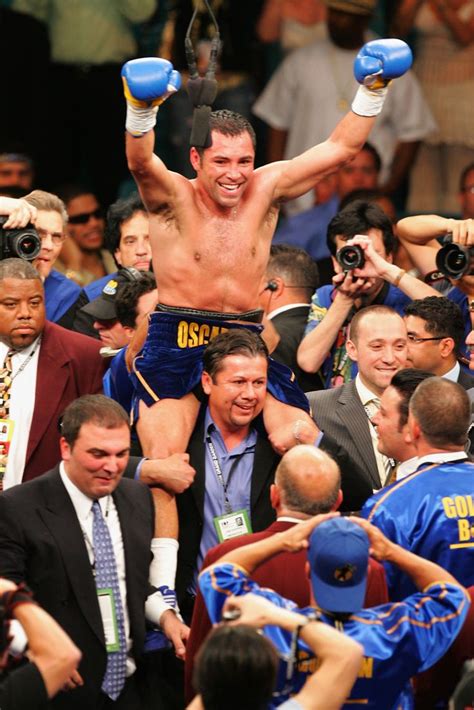 Kovalev (2019) and los golden boys (2015). LAS VEGAS - MAY 06: Oscar De La Hoya celebrates after defeating Ricardo Mayorga during the WBC ...