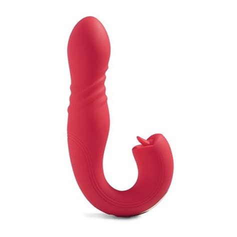 Joi App Controlled Thrusting G Spot Vibrator And Clit Licker Red Sex Toys And Adult Novelties