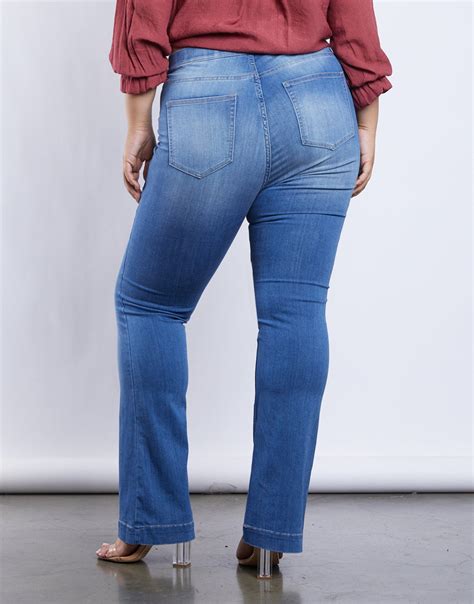 Plus Size Kick Back Flare Jeans Plus Size Bell Bottom Jeans Flares