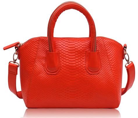 Wholesale Bags Ls0049 Orange Snake Skin Effect Fashion Handbag