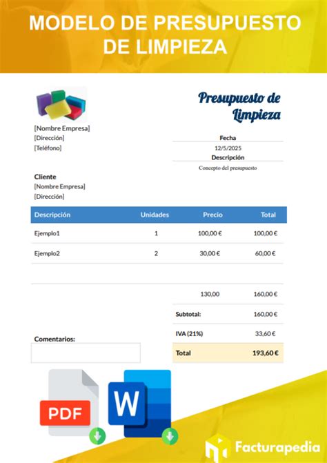 Modelos De Presupuestos Para Descargar Excel Y Word