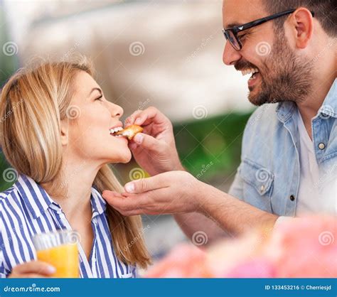 Husband Is Feeding Her Lovely Wife Stock Photo Image Of Girlfriend