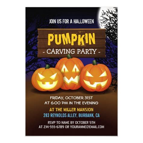 Spooktacular Pumpkin Carving Halloween Party Invitation