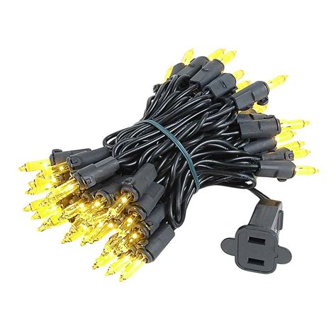 Yellow Christmas Mini Lights Set 50 Light Black Wire 11 Feet Novelty