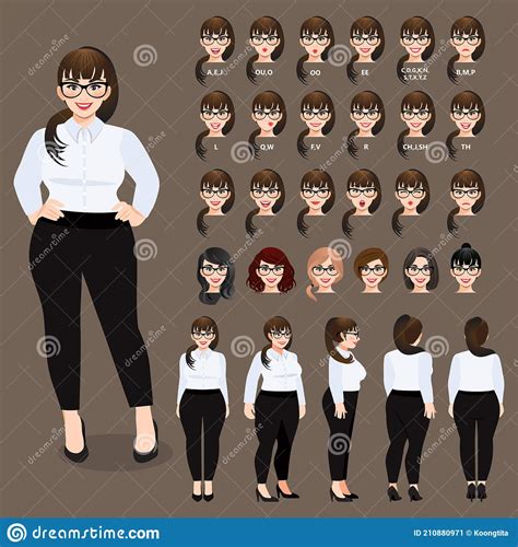 Cartoon Character With Plus Size Business Woman For Animation Front