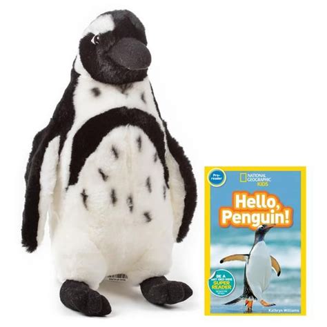 12 Inch Plush Black Footed Penguin Stuffed Animal Bundle With National