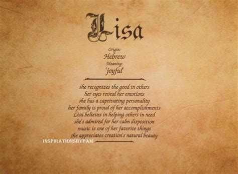 Lisa First Name Meaning Art Print Old Parchment 8x10 Home First Name