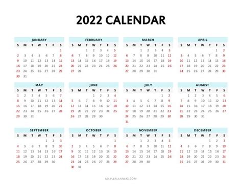 2022 Year At A Glance Free Printable Calendar Krafty Planner Calendar