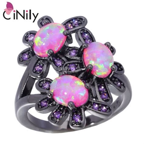 CiNily Created Pink Fire Opal Purple Zircon Black Gold Color Wholesale