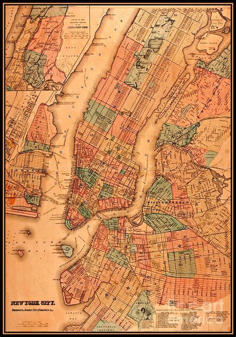 1890 Map Of New York City Brooklyn Jersey City And Hoboken