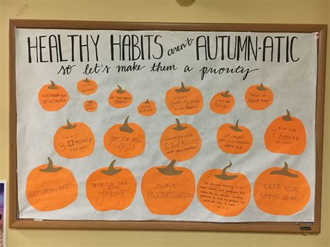 Fall Or Autumn Bulletin Board With Pumpkins Healthy Habits Health And