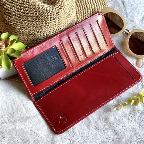 Handmade Tooled Checkbook Wallet Checkbook Cover T For Her Red